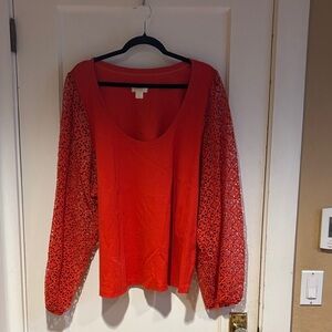 Maeve Vibrant Red Lace Sleeve Blouse